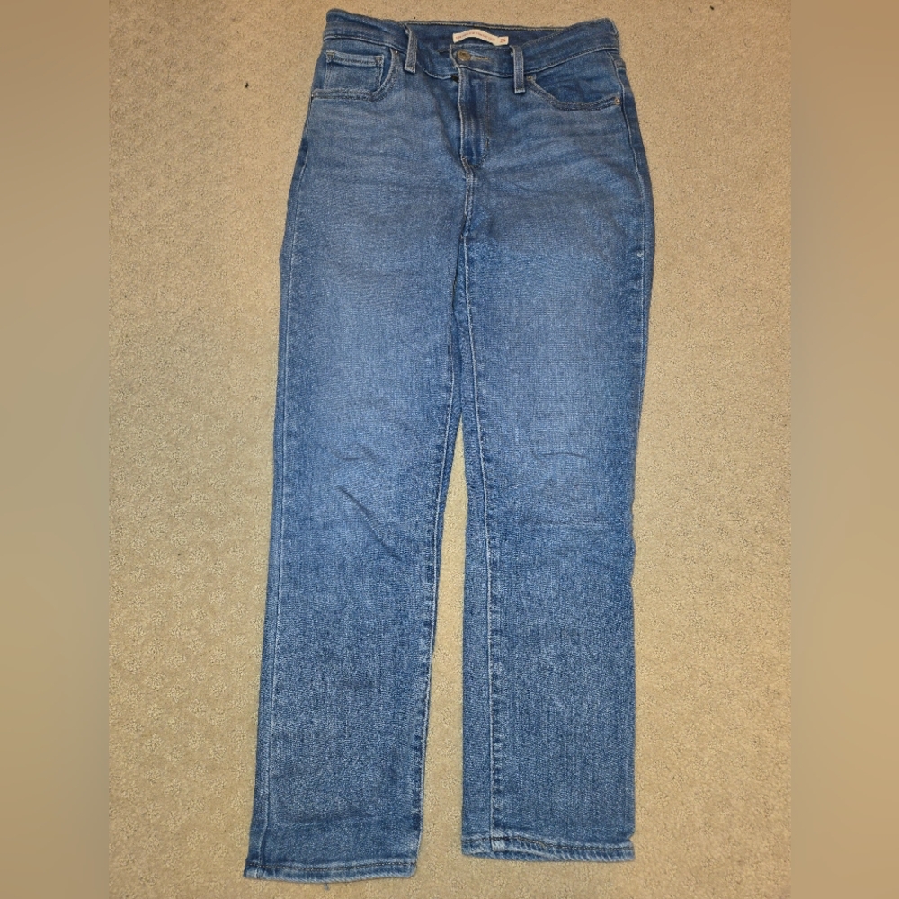 Levi's 724 High Rise Straight Crop Blue Denim Jeans